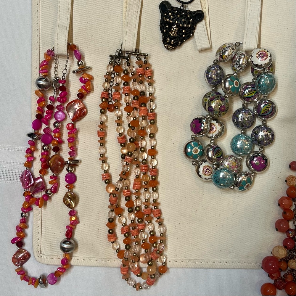 Necklaces Organizer BUNDLE Hanging Organizer Two Sided Natural Canvas‎ Necklaces - Picture 5 of 11